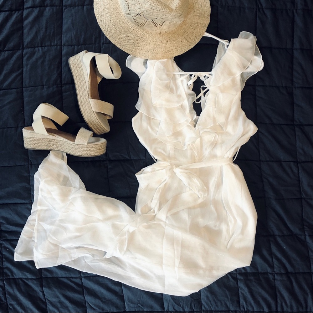 White Ruffle Jumpsuit